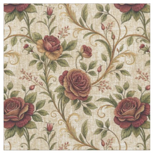 Vintage Rose Floral Pattern - Flower Design Art Fabric