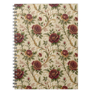 Vintage Rose Floral Pattern - Flower Design Art Notebook