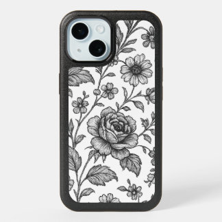 Vintage Rose Floral Pattern iPhone 15 Case