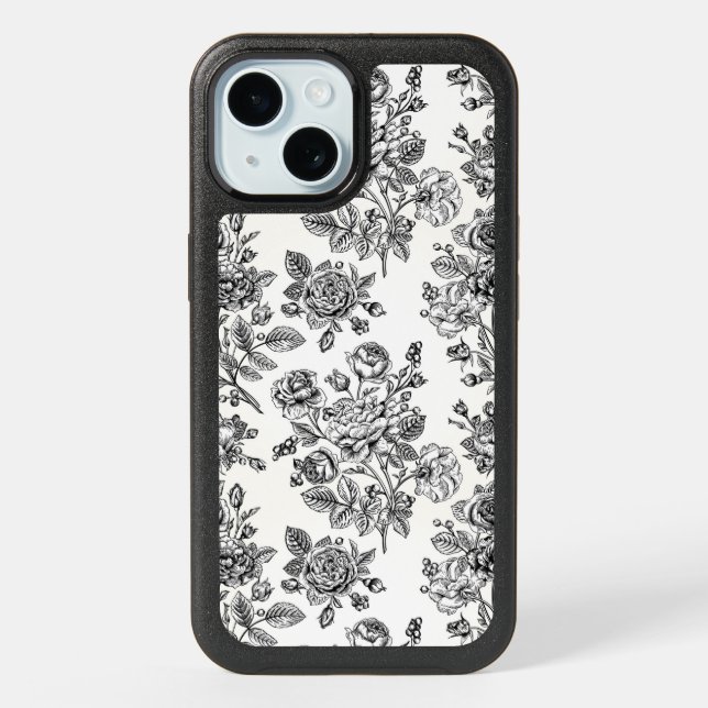 Vintage Rose Floral Pattern iPhone 15 Case (Back)