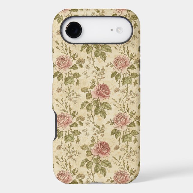 Vintage Rose Floral Pattern Iphone Case (Back)