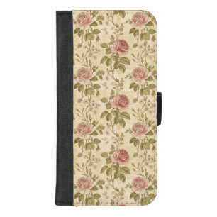 Vintage Rose Floral Pattern iPhone 8/7 Plus Wallet Case