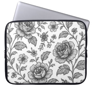Vintage Rose Floral Pattern Laptop Sleeve