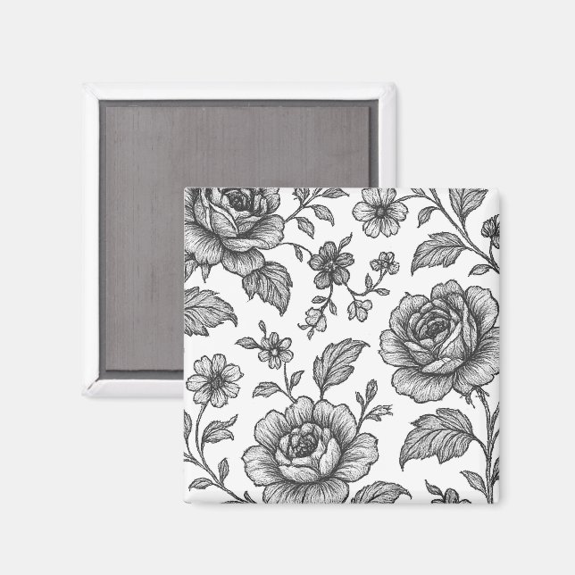 Vintage Rose Floral Pattern  Magnet (Front/Back)