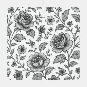 Vintage Rose Floral Pattern  Metal Ornament