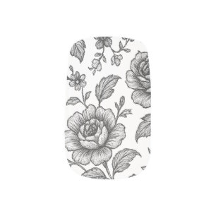 Vintage Rose Floral Pattern Minx Nail Art