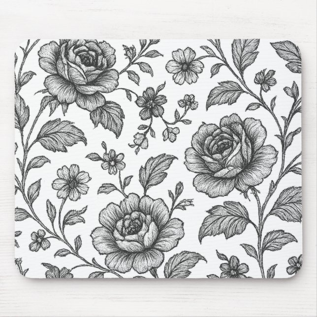 Vintage Rose Floral Pattern  Mouse Pad (Front)