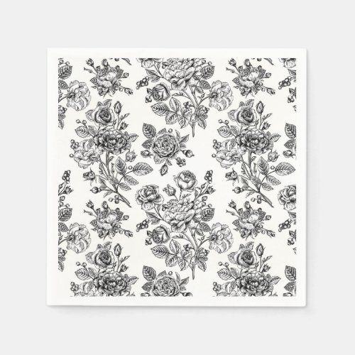 Vintage Rose Floral Pattern Napkins