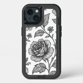 Vintage Rose Floral Pattern iPhone 13 Case