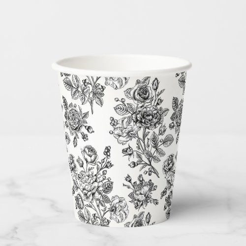 Vintage Rose Floral Pattern Paper Cups
