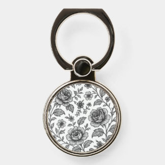 Vintage Rose Floral Pattern Phone Ring Stand
