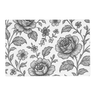 Vintage Rose Floral Pattern Placemat