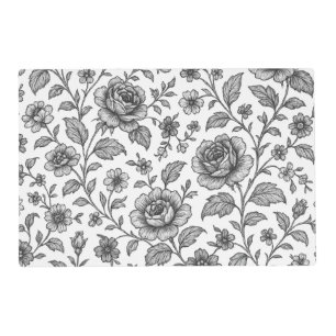 Vintage Rose Floral Pattern Placemat