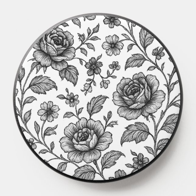 Vintage Rose Floral Pattern  PopSocket (Popsocket)