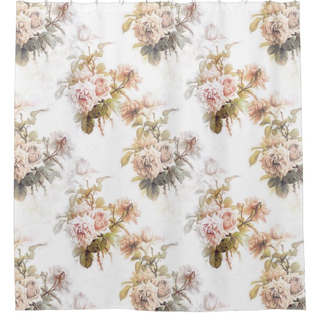 Vintage rose floral pattern shower curtain (Front)