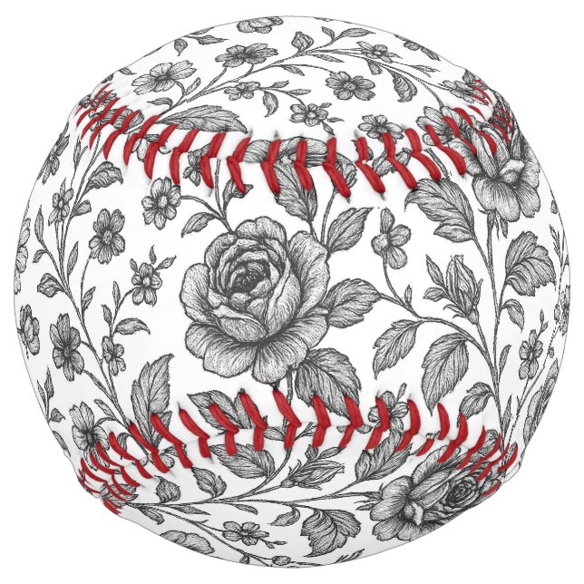 Vintage Rose Floral Pattern  Softball (Front)