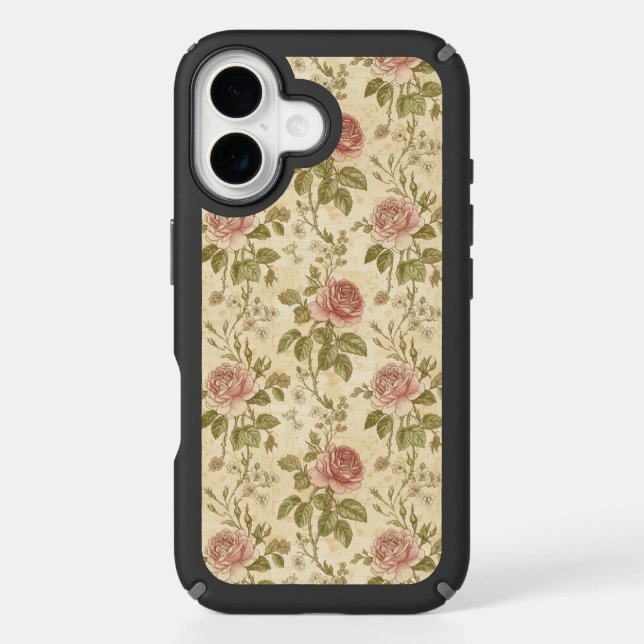 Vintage Rose Floral Pattern Speck iPhone Case (Front)