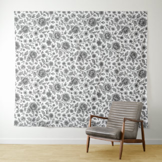 Vintage Rose Floral Pattern Tapestry