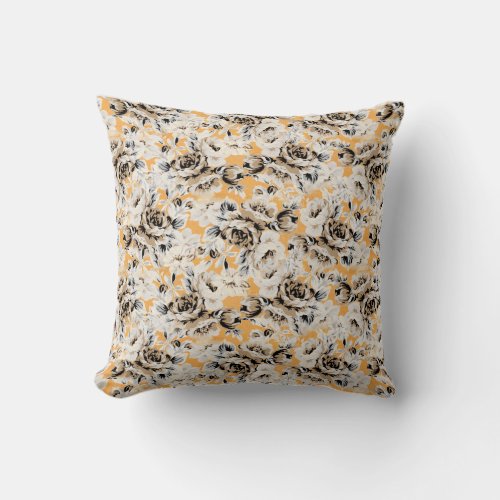 Vintage Rose Floral Pattern Throw Pillow