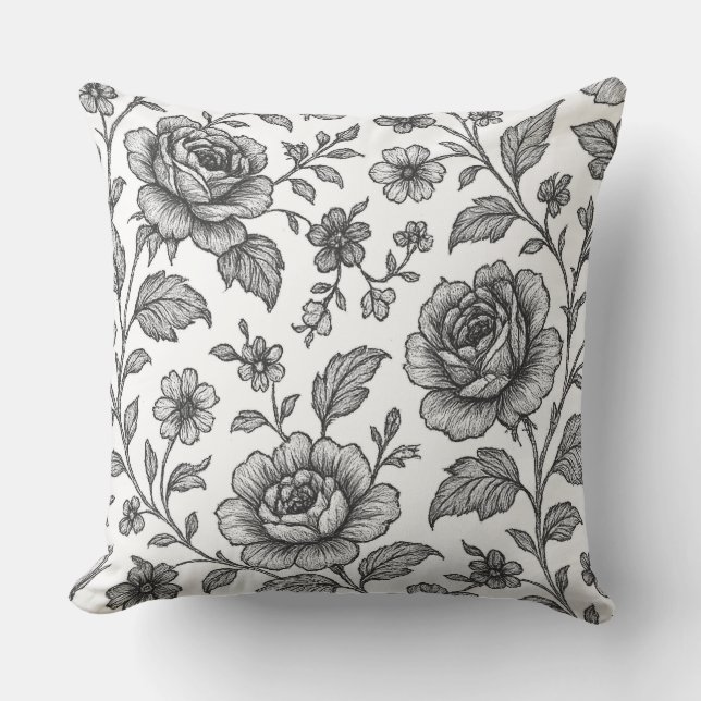 Vintage Rose Floral Pattern  Throw Pillow (Front)