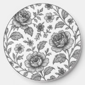 Vintage Rose Floral Pattern Wireless Charger (Front)