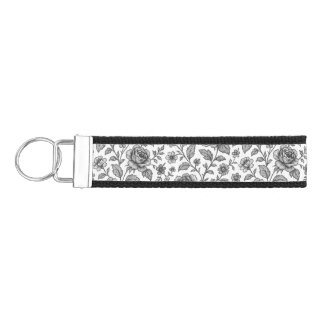 Vintage Rose Floral Pattern Wrist Keychain
