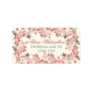Vintage rose floral personalized address labels