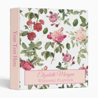 Vintage Rose Floral Pink Flower 3 Ring Binder