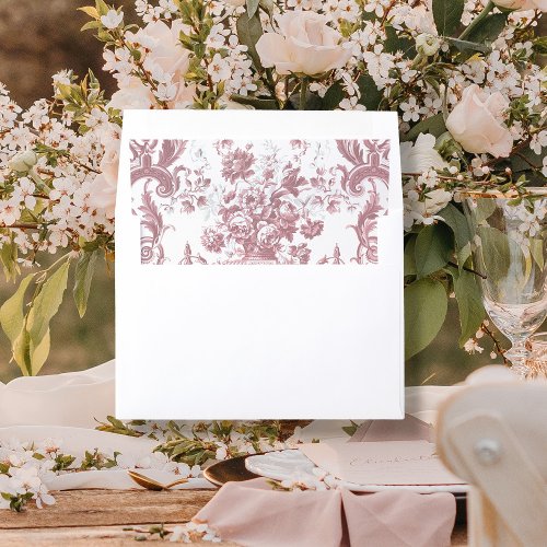 Vintage Rose Floral Pink n White Elegant Wedding  Envelope Liner