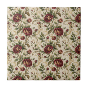 Vintage Rose Floral Print Pattern - Flowers Design Ceramic Tile