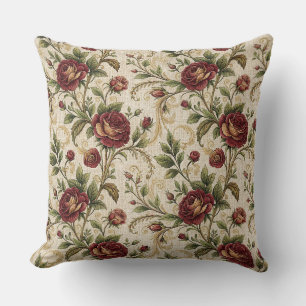 Vintage Rose Floral Print Pattern - Flowers Design Throw Pillow