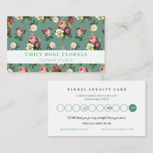 Vintage Rose Floral Punch Loyalty Card