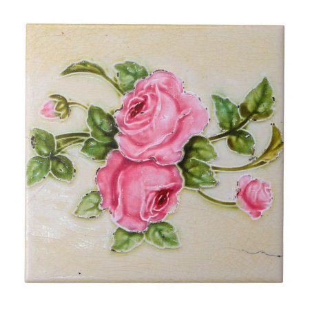 Vintage Rose Floral Tile