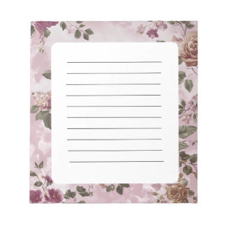 Vintage Rose Floral Watercolor Simple Notepad