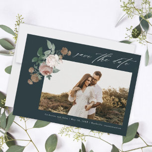 Vintage Rose Floral Wedding Photo Save the Date Invitation