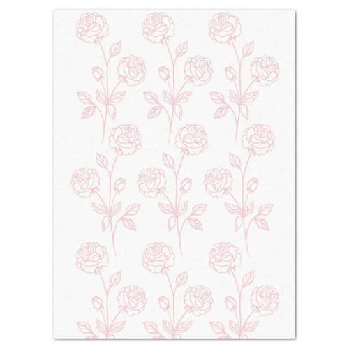 Vintage Rose Flower Drawing Pink Decoupage  Tissue Paper