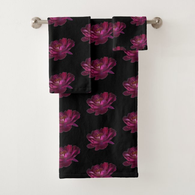 Vintage Rose Flower Garden Pattern Bath Towel Set