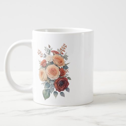 Vintage rose flower  giant coffee mug