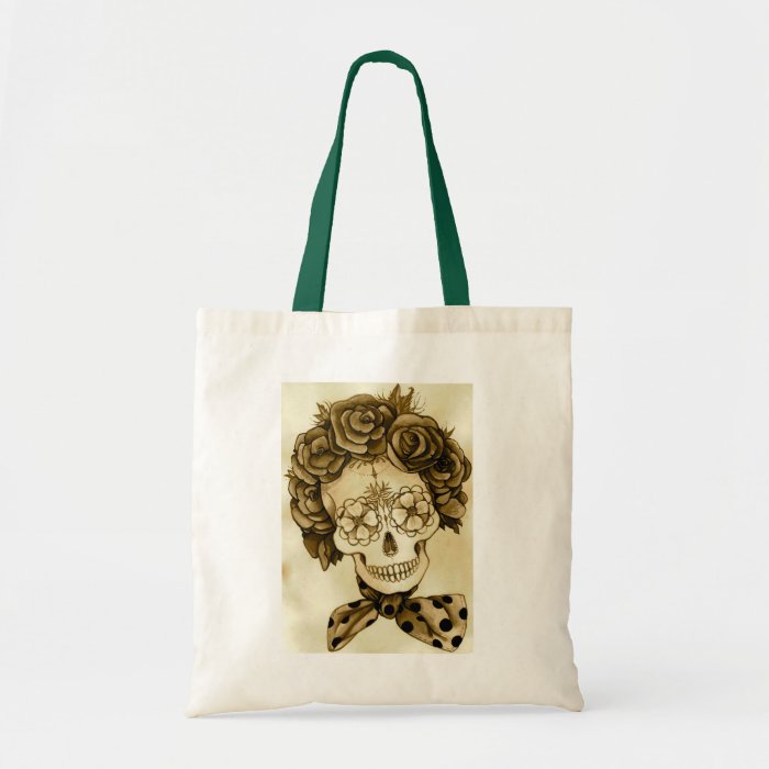 vintage rose flower head dress sugar skull bag