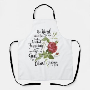 Vintage Rose flower illustrated with bible verse Apron