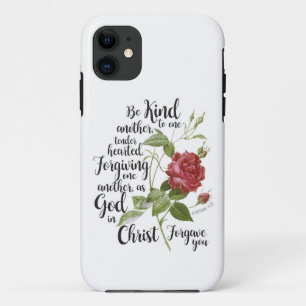 Vintage Rose flower illustrated with bible verse iPhone 11 Case
