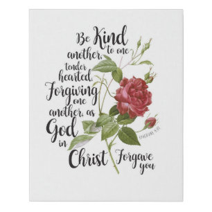 Vintage Rose flower illustrated with bible verse Faux Canvas Print