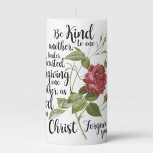 Vintage Rose flower illustrated with bible verse Pillar Candle