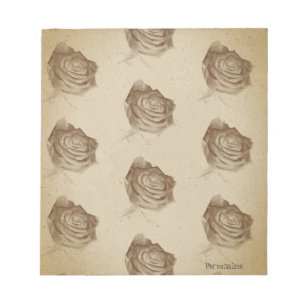 Vintage Rose Flower Pattern Paper Personal Notepad