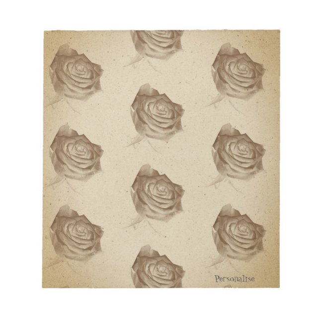 Vintage Rose Flower Pattern Paper Personal Notepad (Front)