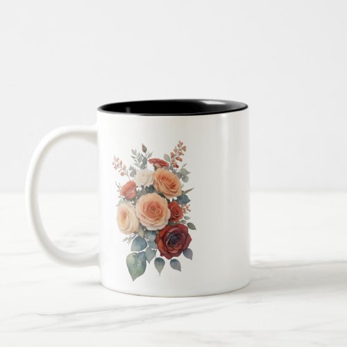 Vintage rose flower  Two_Tone coffee mug