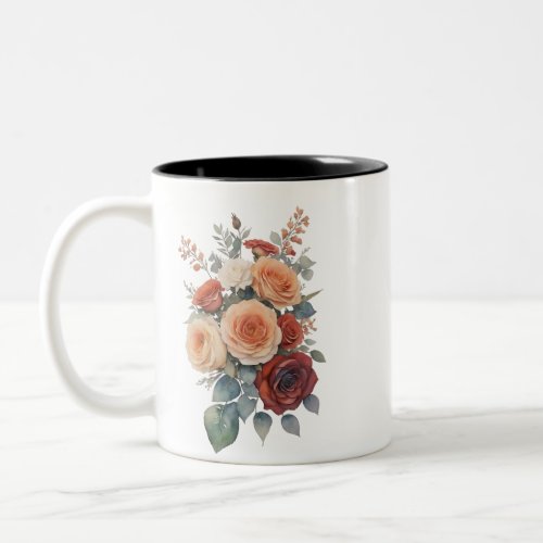 Vintage rose flower Two_Tone coffee mug