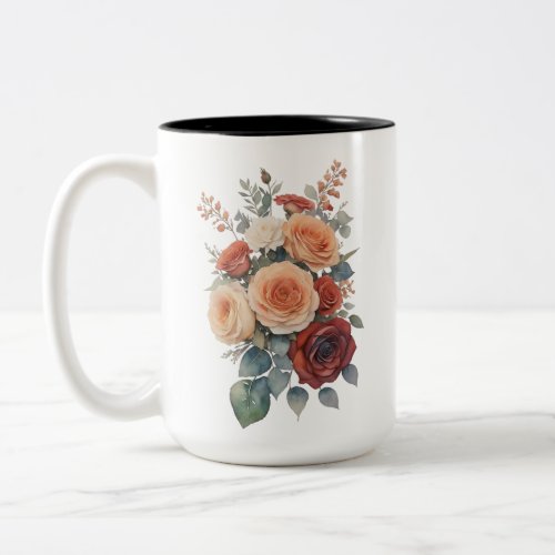 Vintage rose flower Two_Tone coffee mug