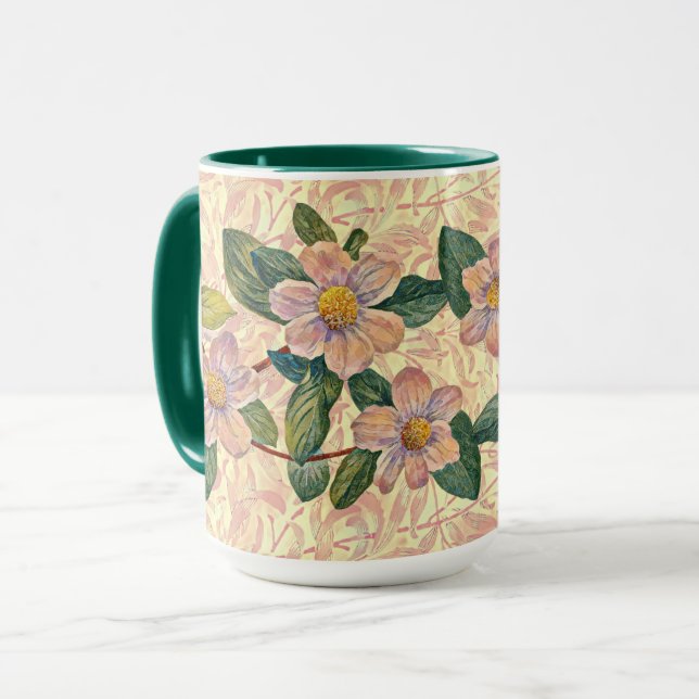 Vintage Rose Flowers Art Mug Cup (Front Left)