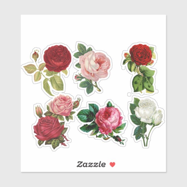 Vintage Rose Flowers Bouquets Sticker (Sheet)